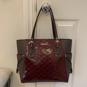 Michael Kors voyager tote brown and Merlot